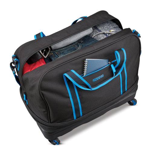 American Tourister EXO Hybrid Duffle in the color Black/Blue.
