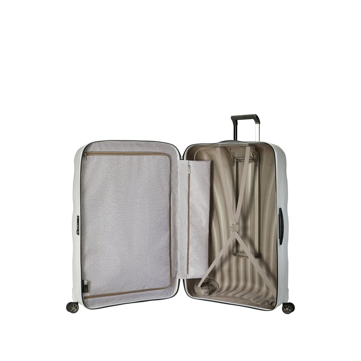 Interior Image of Samsonite White C-Lite Spinner Large Luggage with Open Interior