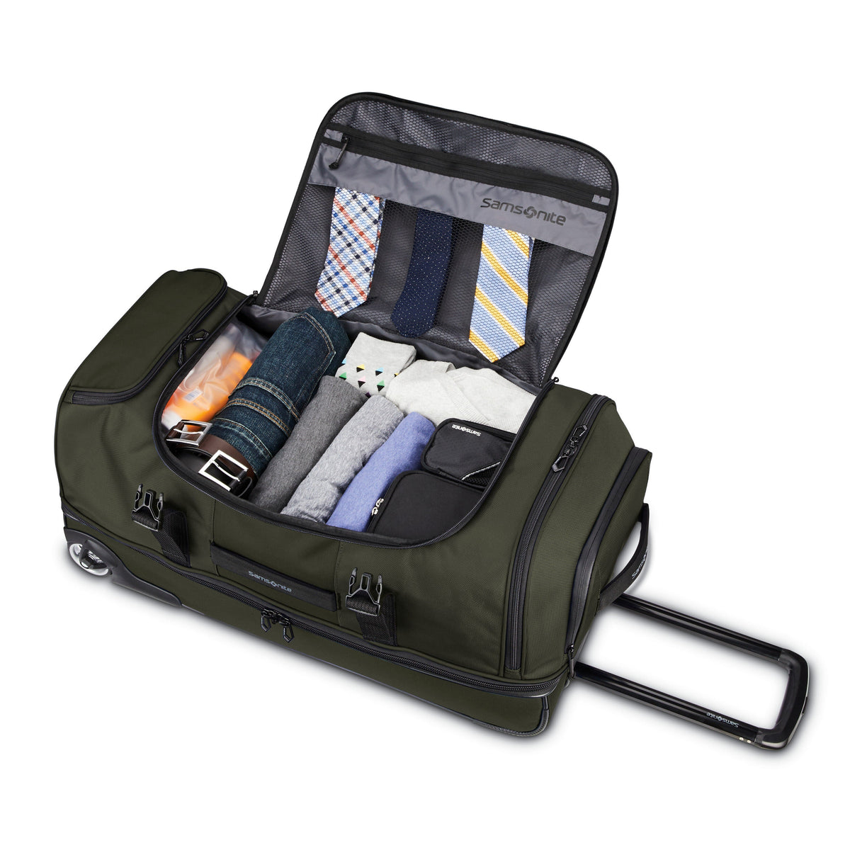 Samsonite Detour Extended Journey 34" Wheeled Duffle in the color Olive.