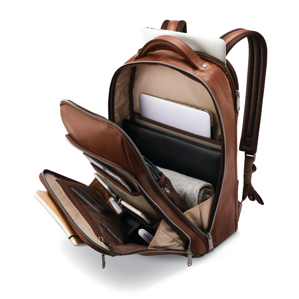 Samsonite Classic Leather Backpack in the color Cognac.