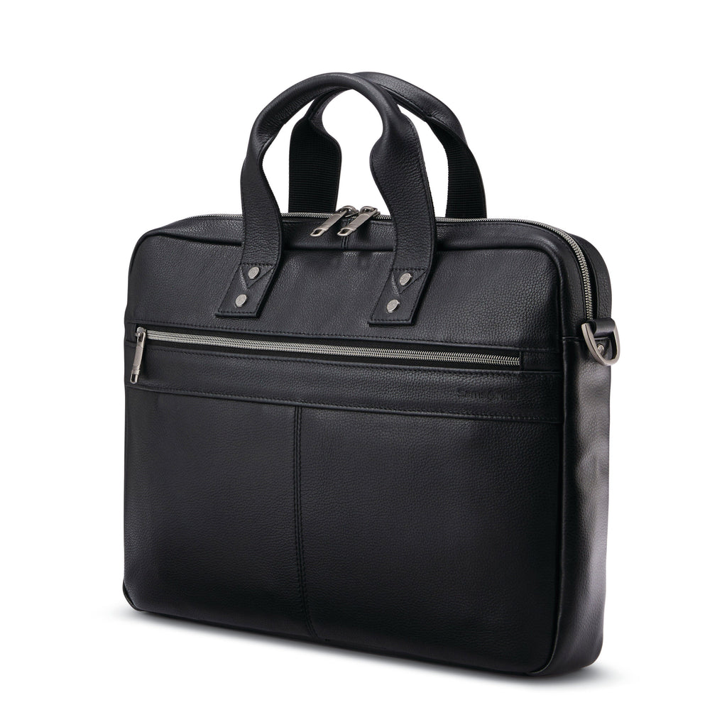 Samsonite Classic Leather Slim Brief in the color Black.