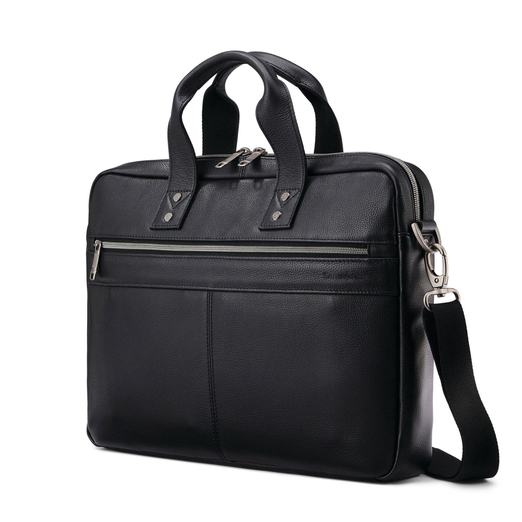 Samsonite Classic Leather Slim Brief in the color Black.