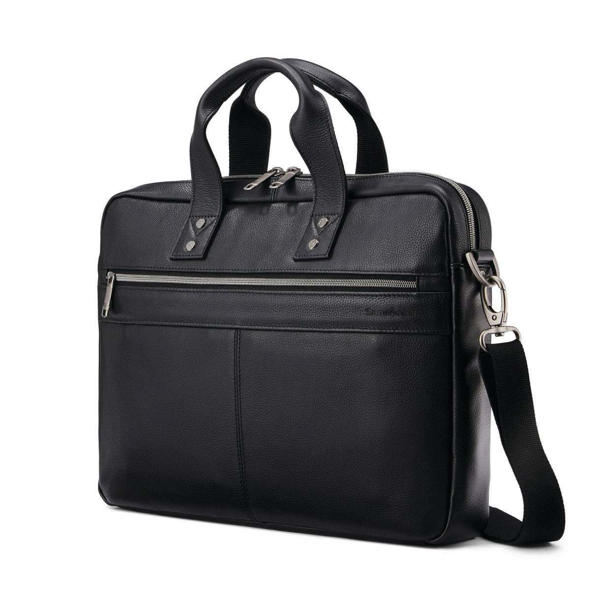 Samsonite Classic Leather Slim Brief in the color Black.