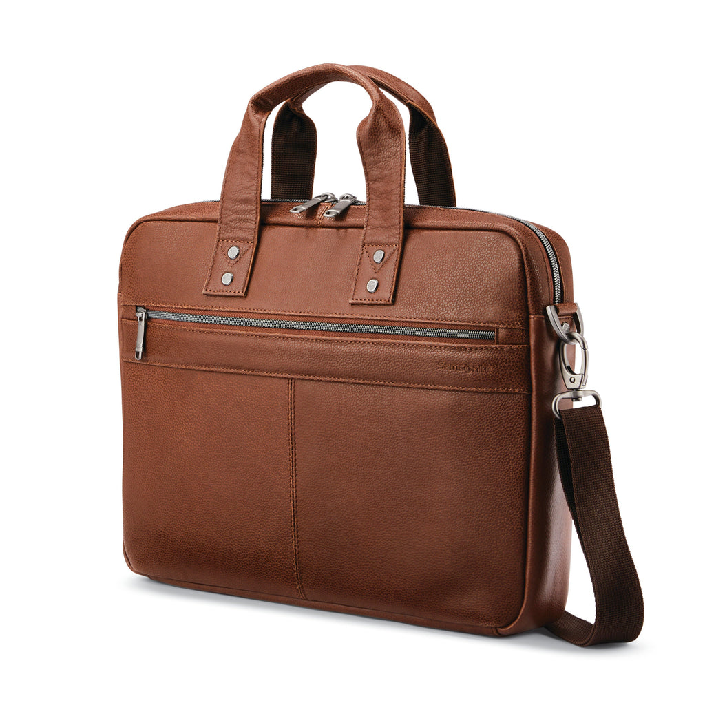 Samsonite Classic Leather Slim Brief in the color Cognac.