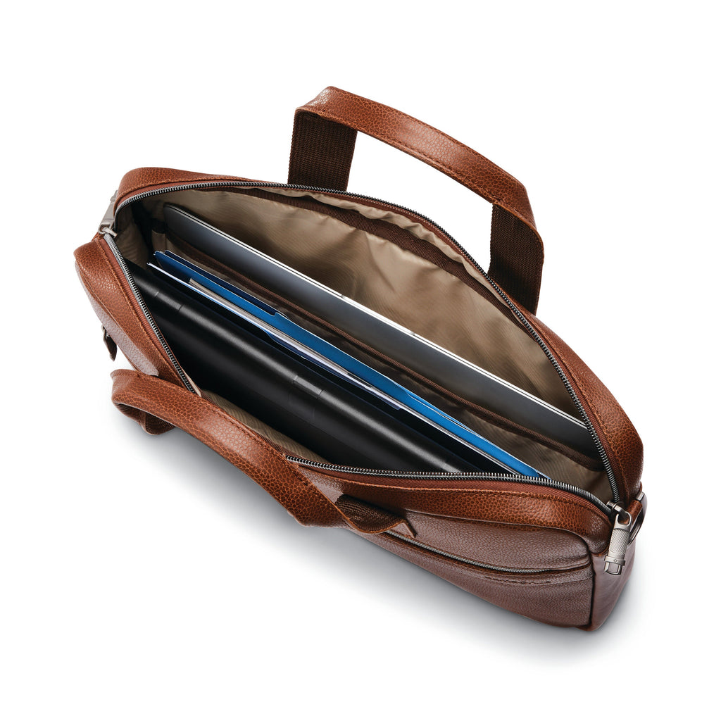 Samsonite Classic Leather Slim Brief in the color Cognac.