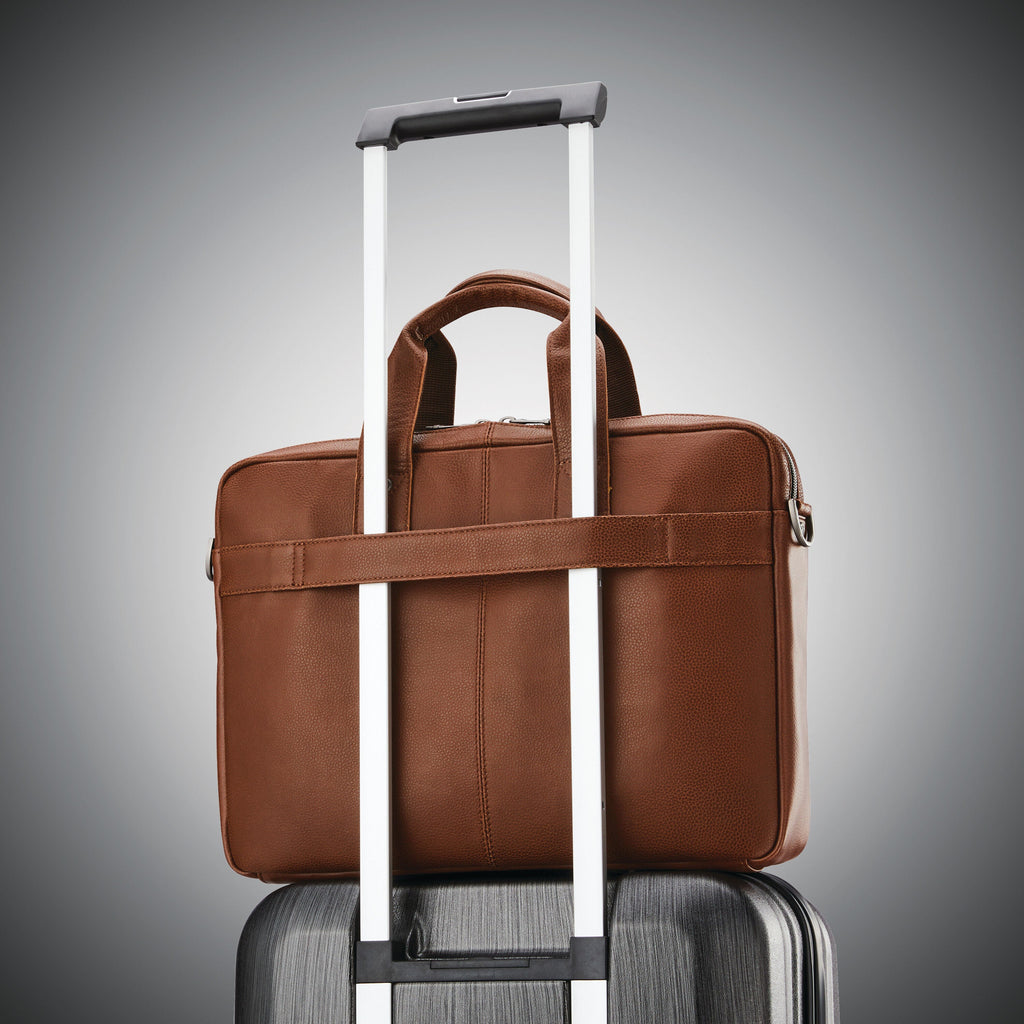 Samsonite Classic Leather Slim Brief in the color Cognac.