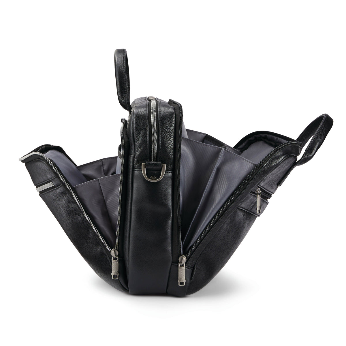 Samsonite Classic Leather Toploader in the color Black.