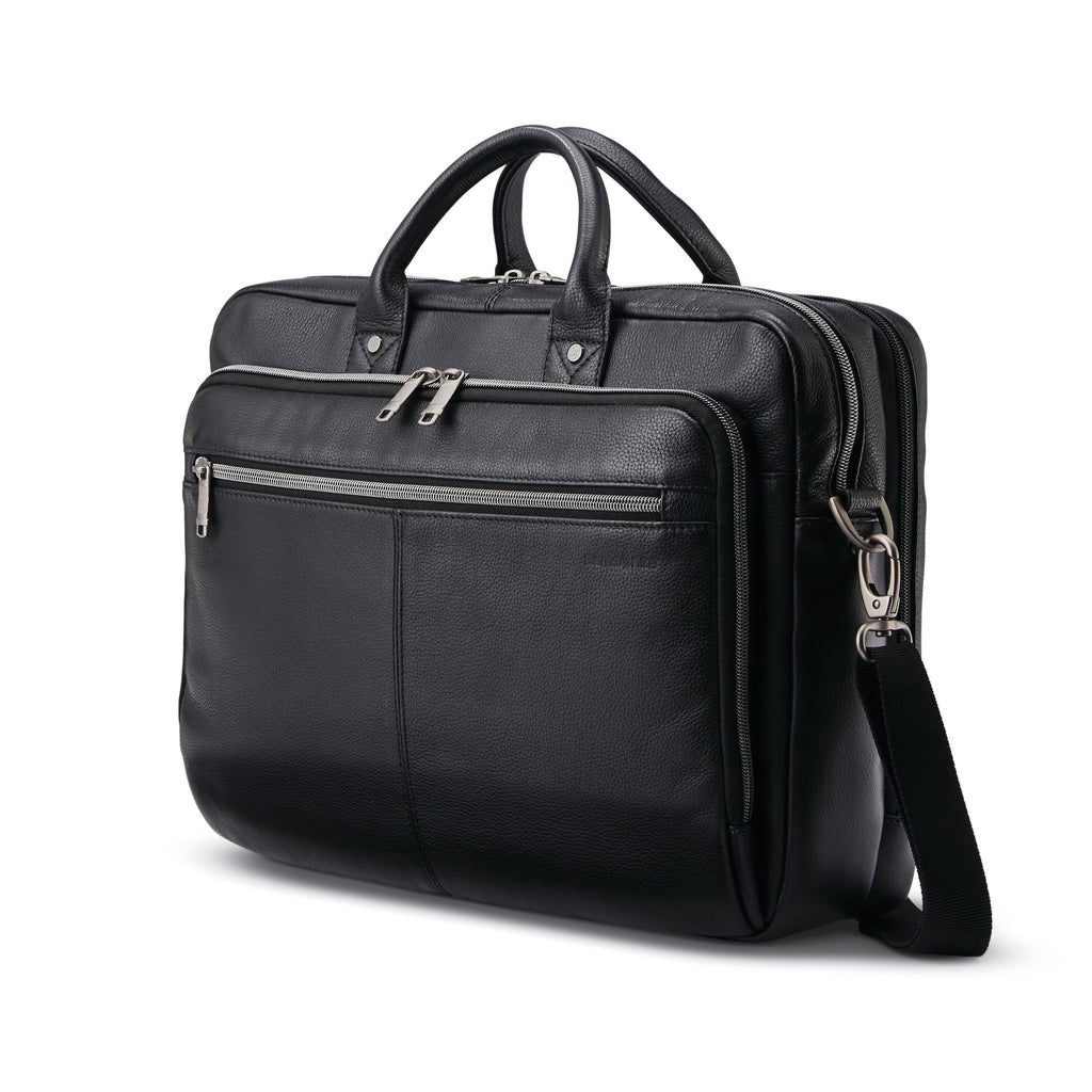 Samsonite Classic Leather Toploader in the color Black.