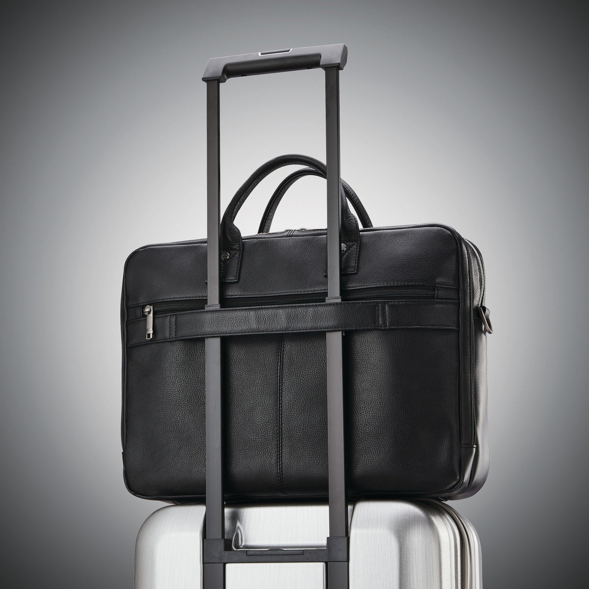Samsonite Classic Leather Toploader in the color Black.