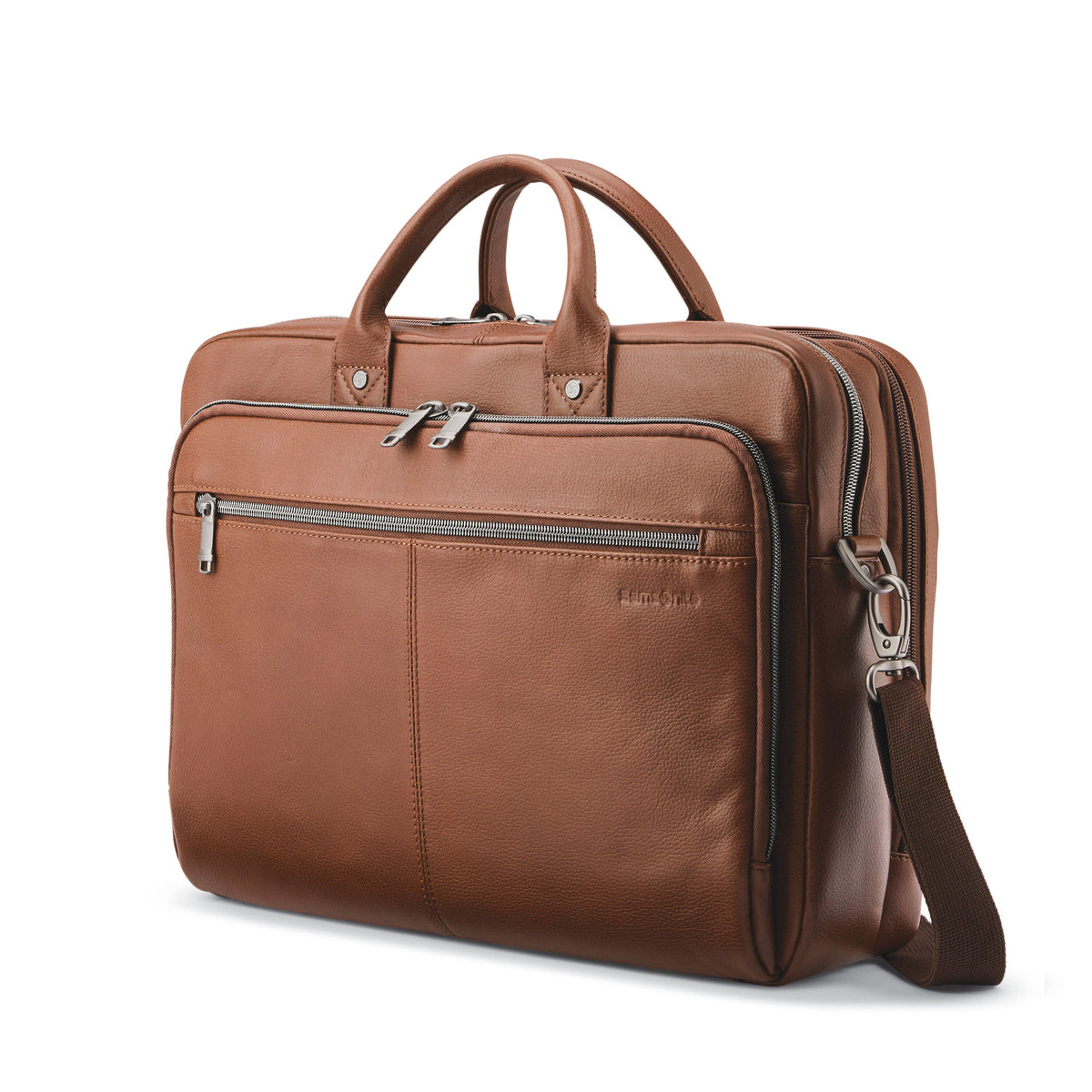 Samsonite Classic Leather Toploader in the color Cognac.