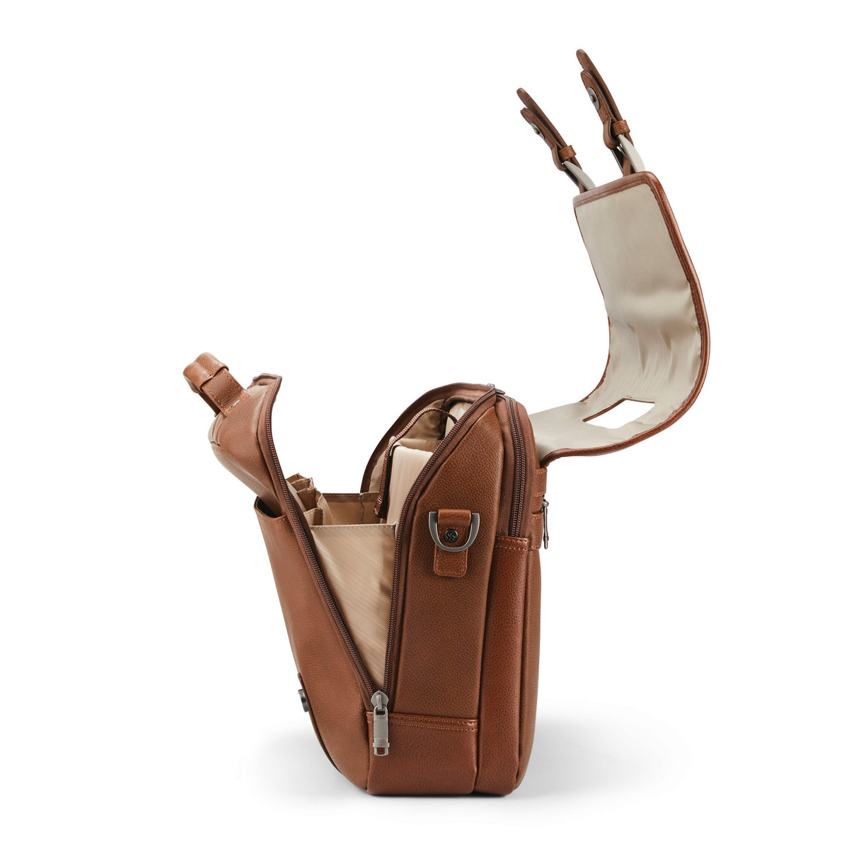 Samsonite Classic Leather Flapover in the color Cognac.