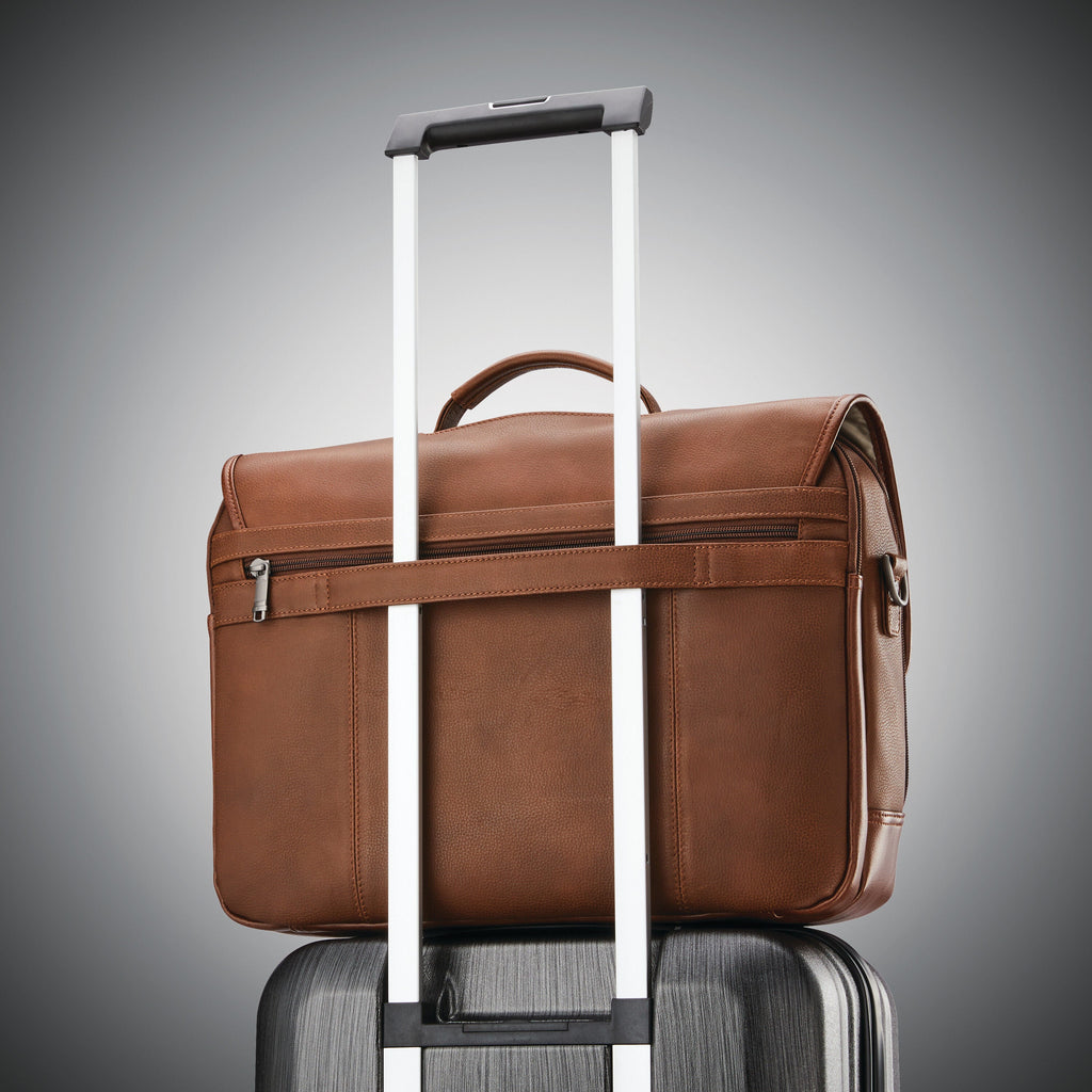 Samsonite Classic Leather Flapover in the color Cognac.