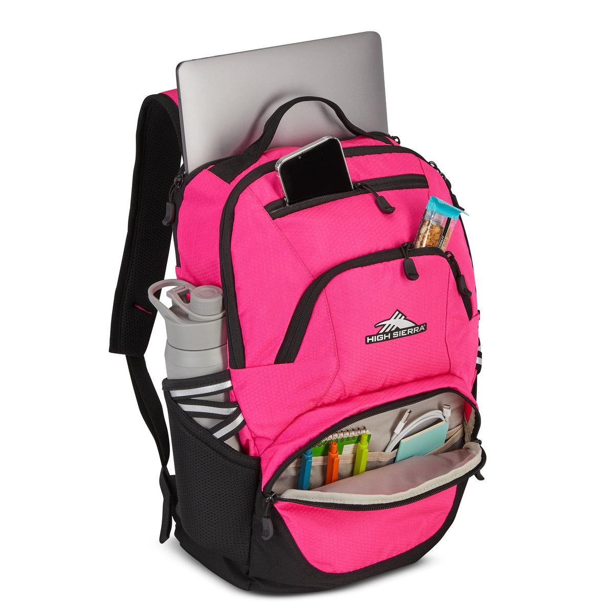 High Sierra BTS Swoop SG Backpack in the color Flamingo/Black.