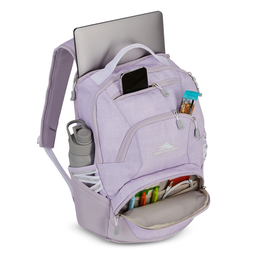 High Sierra BTS Swoop SG Backpack in the color Hushed Orchid Heather.