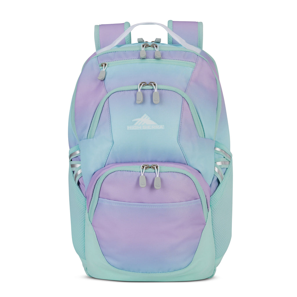 High Sierra BTS Swoop SG Backpack in the color Linear Ombre Purple/Blue.