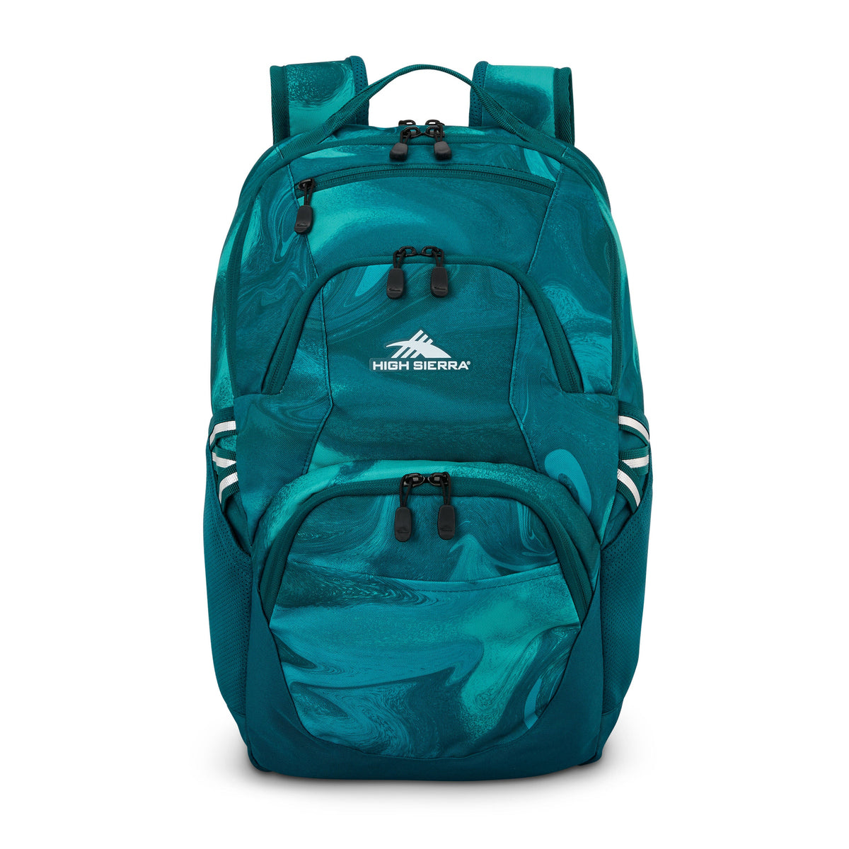High Sierra BTS Swoop SG Backpack in the color Teal Marble Swirl.