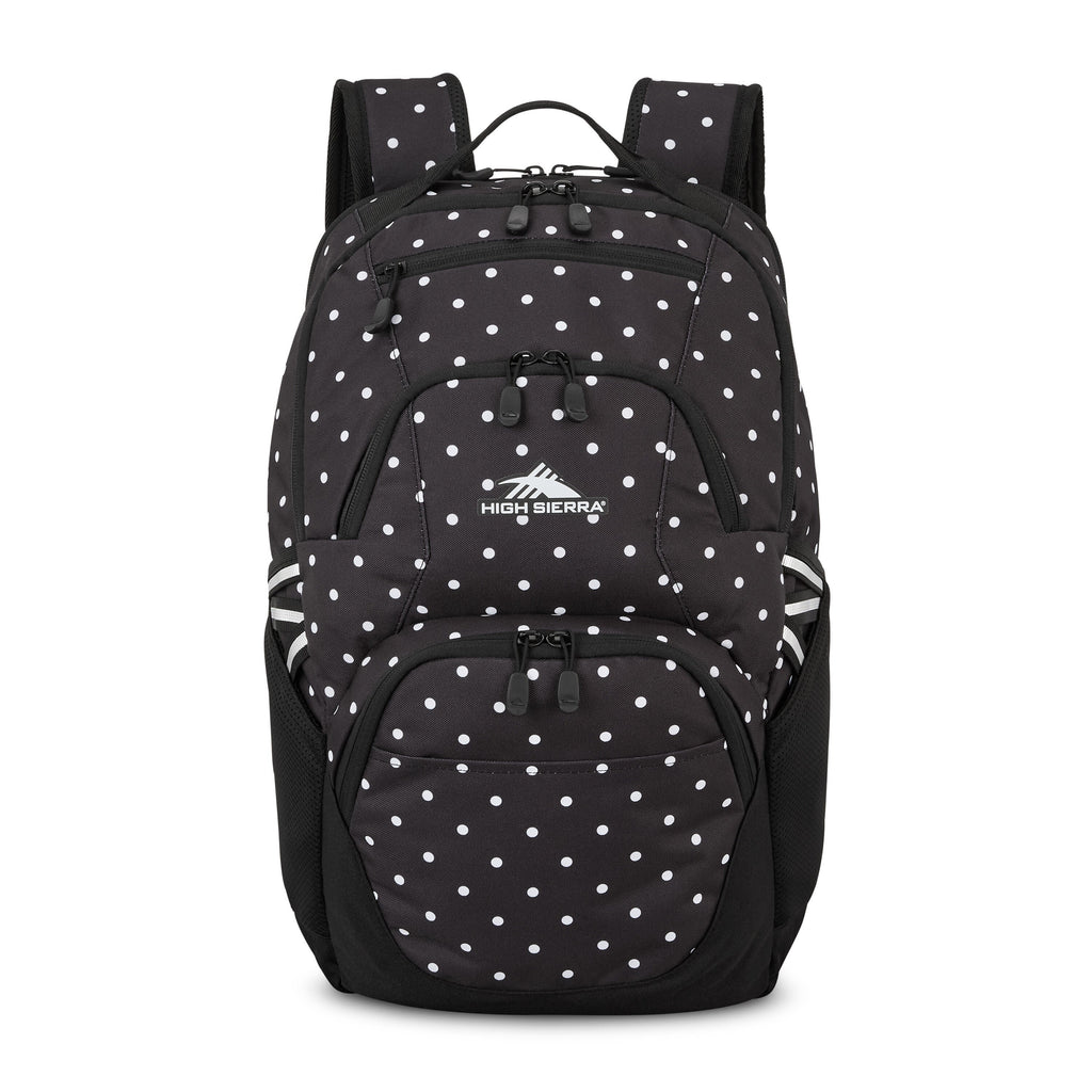 High Sierra BTS Swoop SG Backpack in the color Polka Dots/Black.