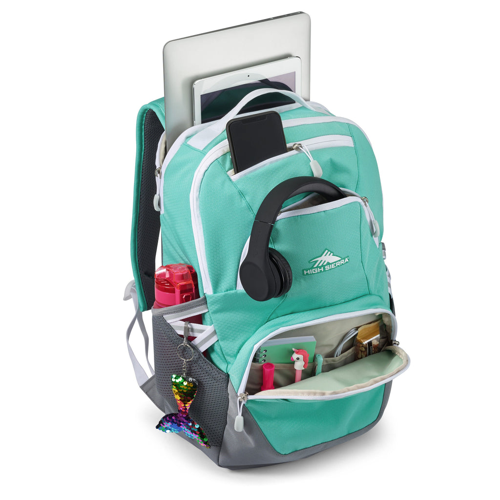 High Sierra BTS Swoop SG Backpack in the color Aquamarine/White.