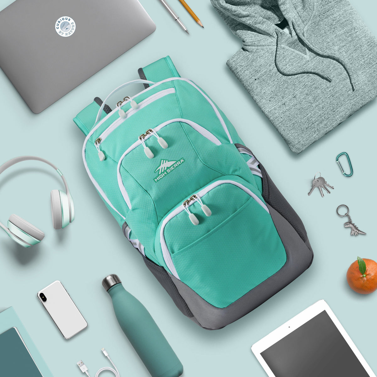 High Sierra BTS Swoop SG Backpack in the color Aquamarine/White.
