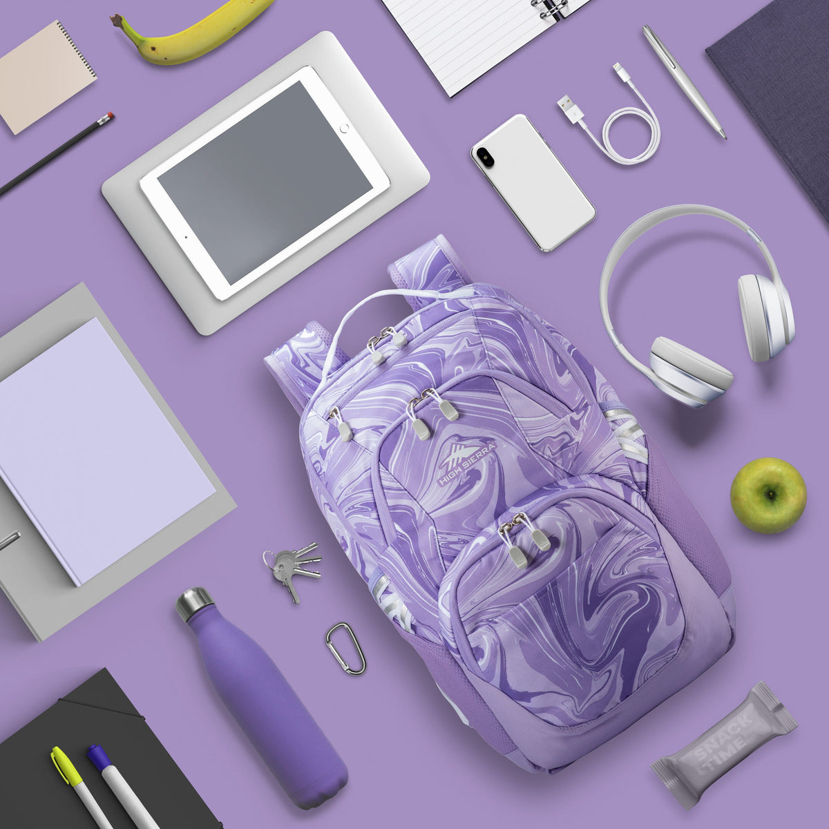 High Sierra BTS Swoop SG Backpack in the color Marble Lavender.