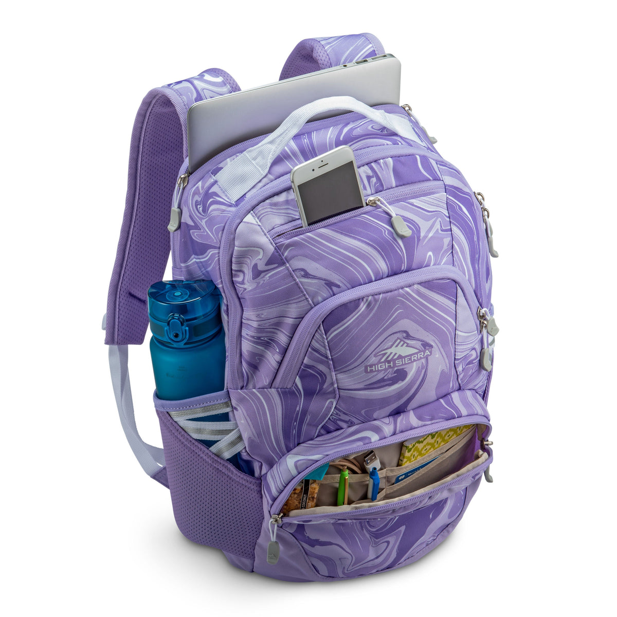 High Sierra BTS Swoop SG Backpack in the color Marble Lavender.