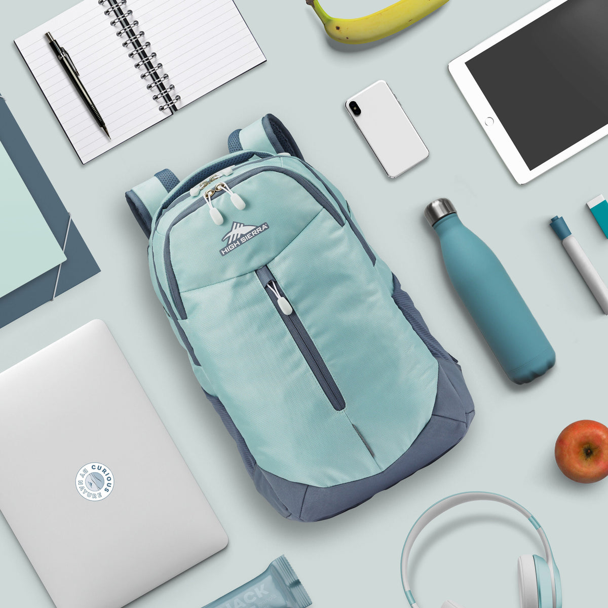 High Sierra BTS Swerve Pro Backpack in the color Blue Haze/Grey Blue.