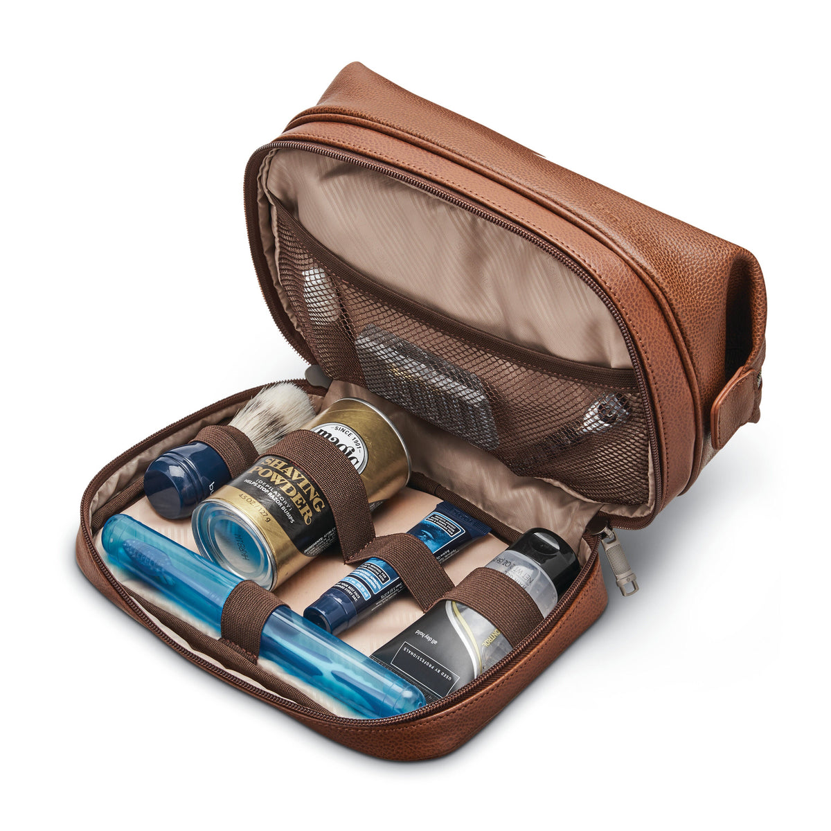 Samsonite Classic Leather Travel Kit in the color Cognac.