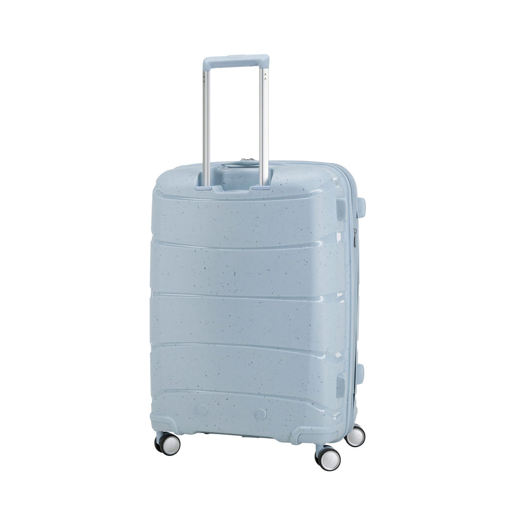 Samsonite Outline Pro Spinner Medium in the color Translucent Blue.