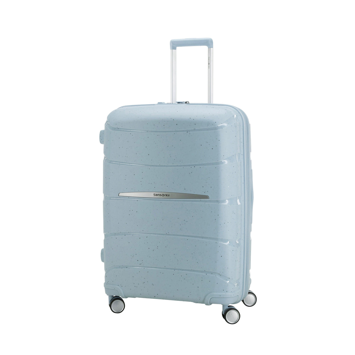 Samsonite Outline Pro Spinner Medium in the color Translucent Blue.