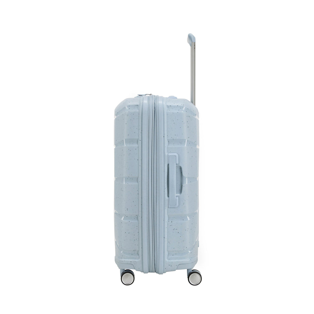 Samsonite Outline Pro Spinner Medium in the color Translucent Blue.