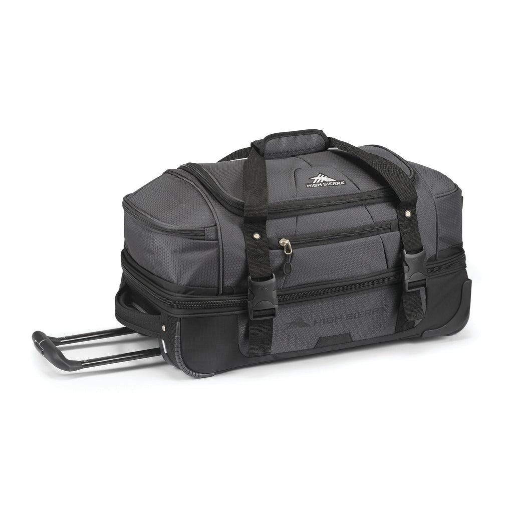 High Sierra Fairlead 22" Drop Bottom Duffle in the color Mercury/Black.