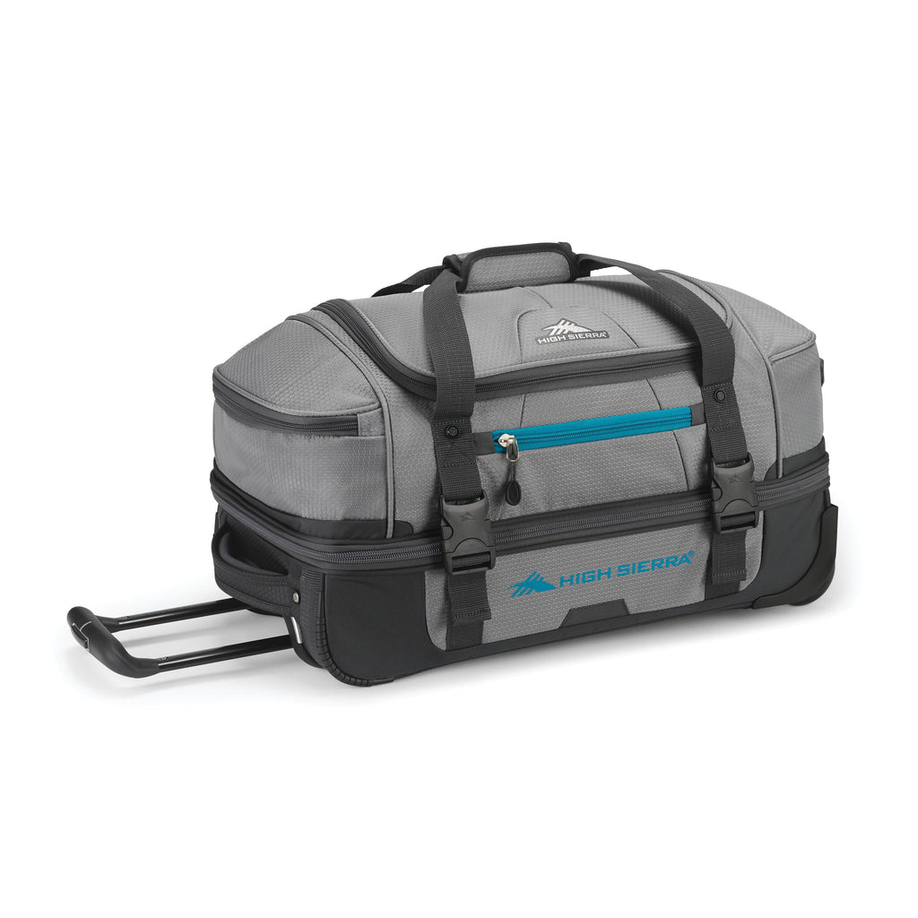 High Sierra Fairlead 22" Drop Bottom Duffle in the color Steel Grey/Mercury/Blue.