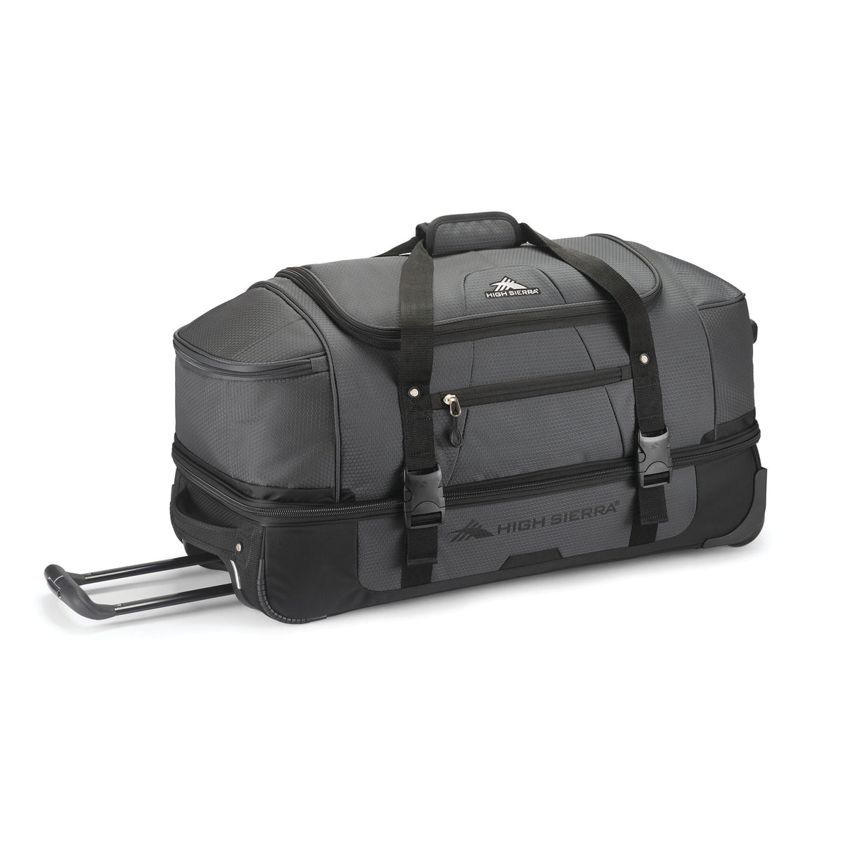 High Sierra Fairlead 28" Drop Bottom Duffle in the color Mercury/Black.