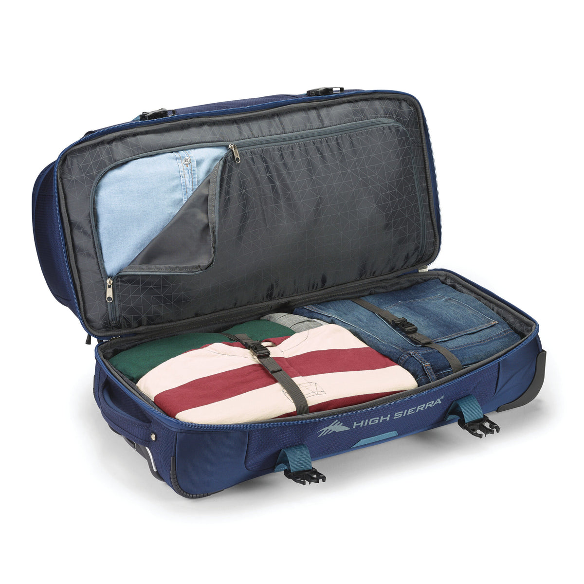 High Sierra Fairlead 28" Drop Bottom Duffle in the color True Navy/Graphite Blue.