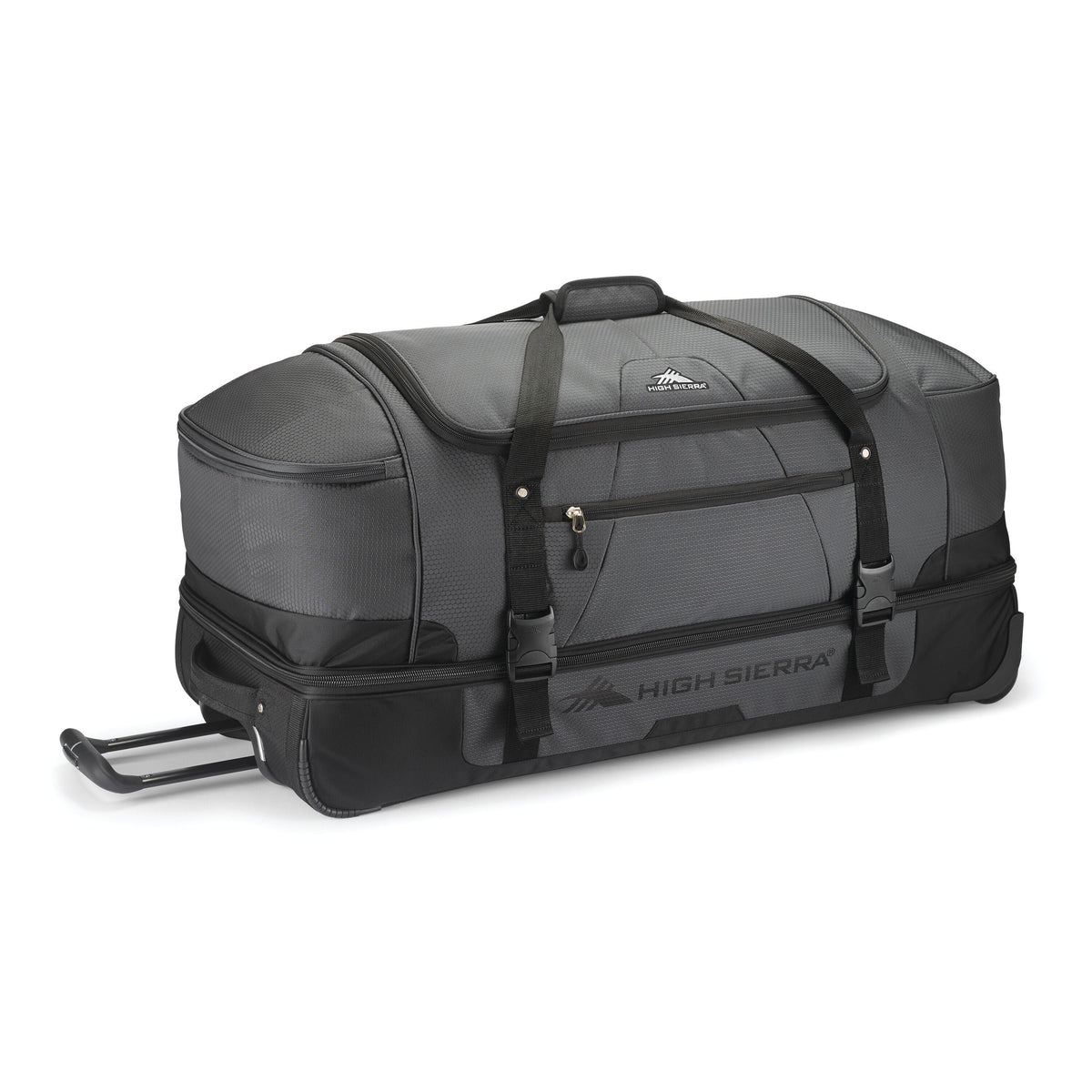 High Sierra Fairlead 34" Drop Bottom Duffle in the color Mercury/Black.