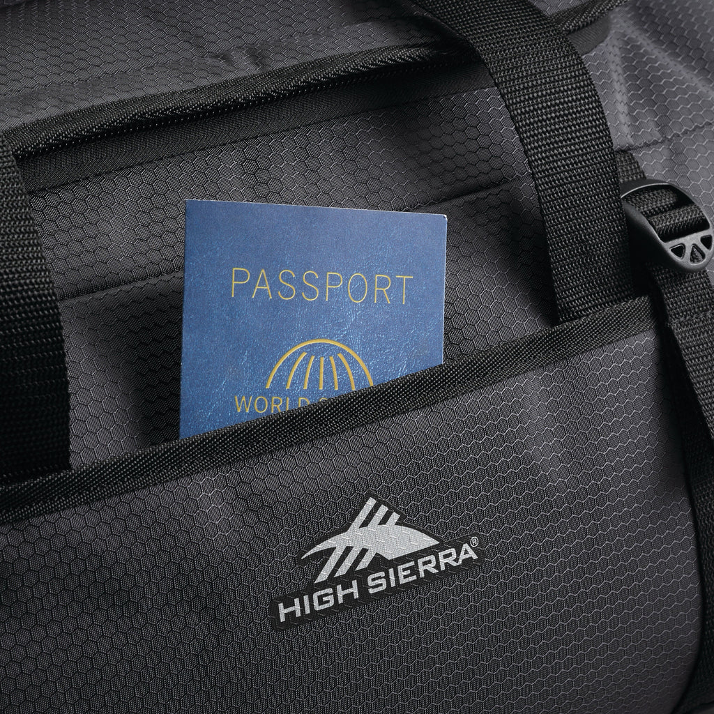 High Sierra Fairlead Convertible Duffle in the color Mercury/Black.