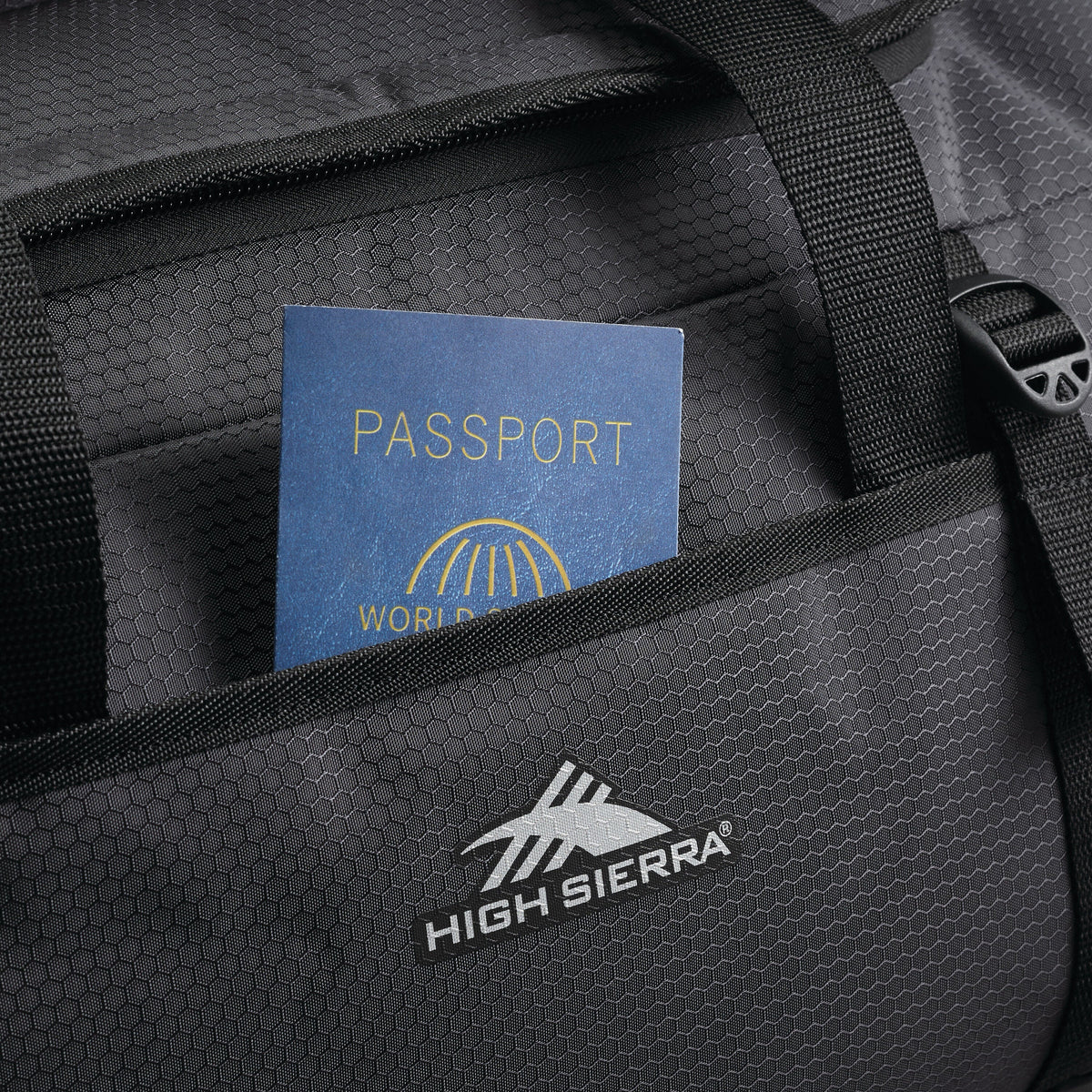 High Sierra Fairlead Convertible Duffle in the color Mercury/Black.
