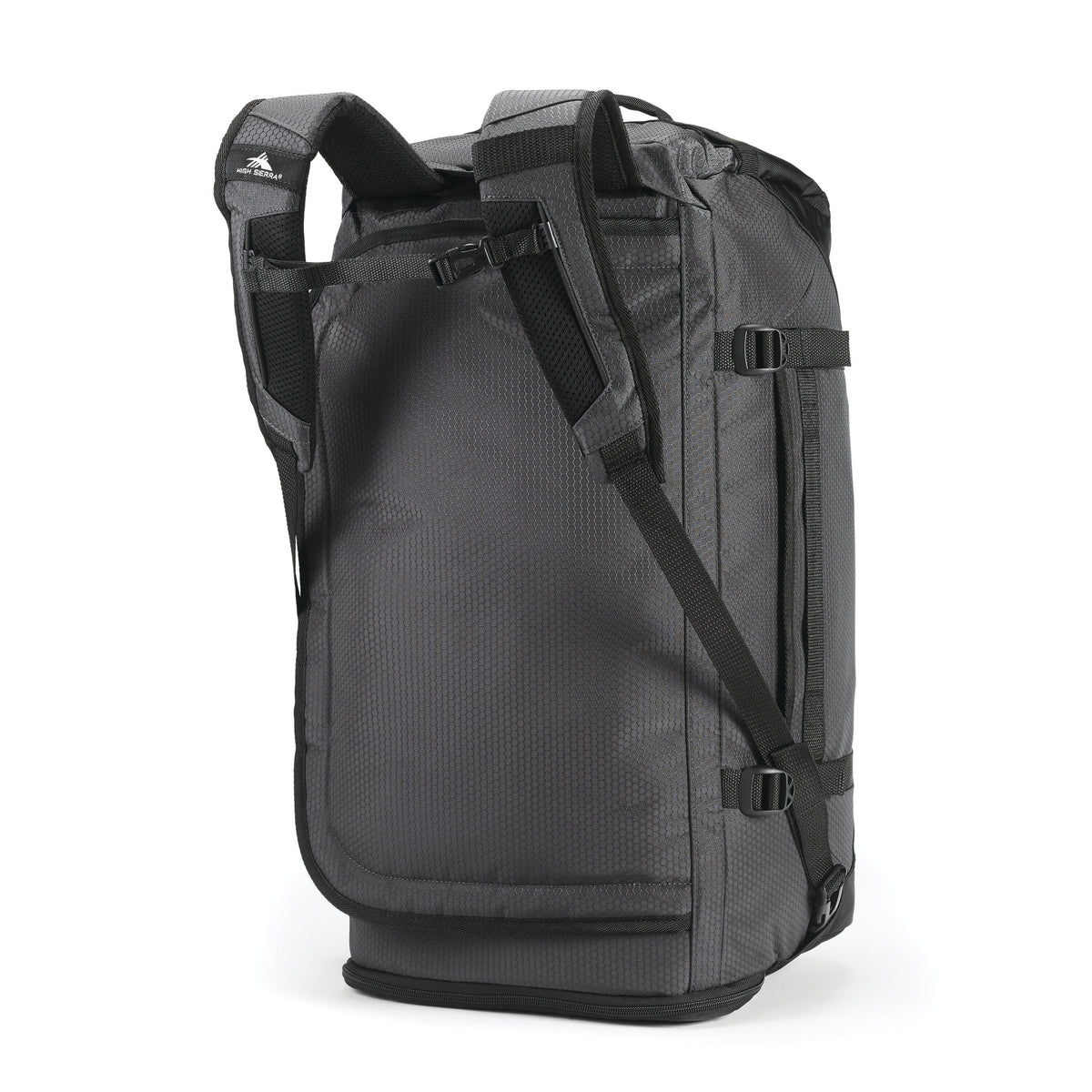 High Sierra Fairlead Convertible Duffle in the color Mercury/Black.