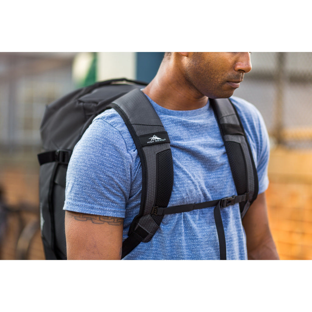 High Sierra Fairlead Convertible Duffle in the color Mercury/Black.