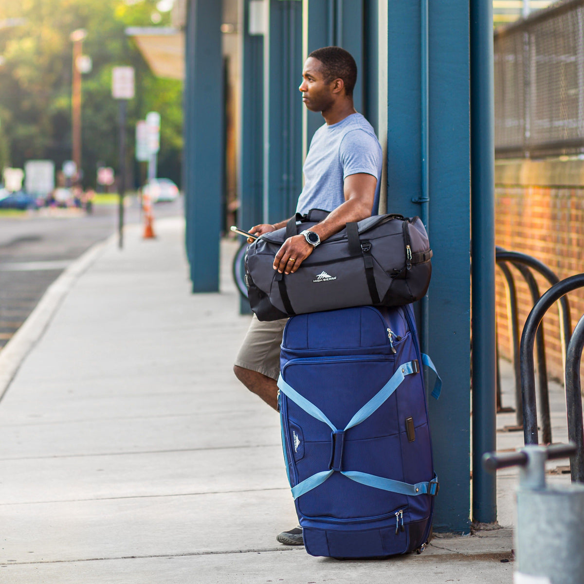 High Sierra Fairlead Convertible Duffle in the color Mercury/Black.