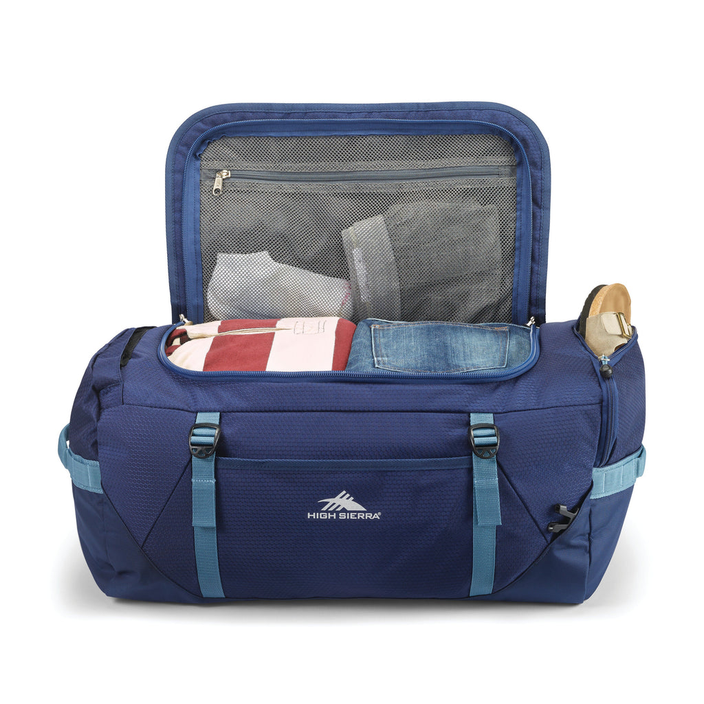 High Sierra Fairlead Convertible Duffle in the color True Navy/Graphite Blue.
