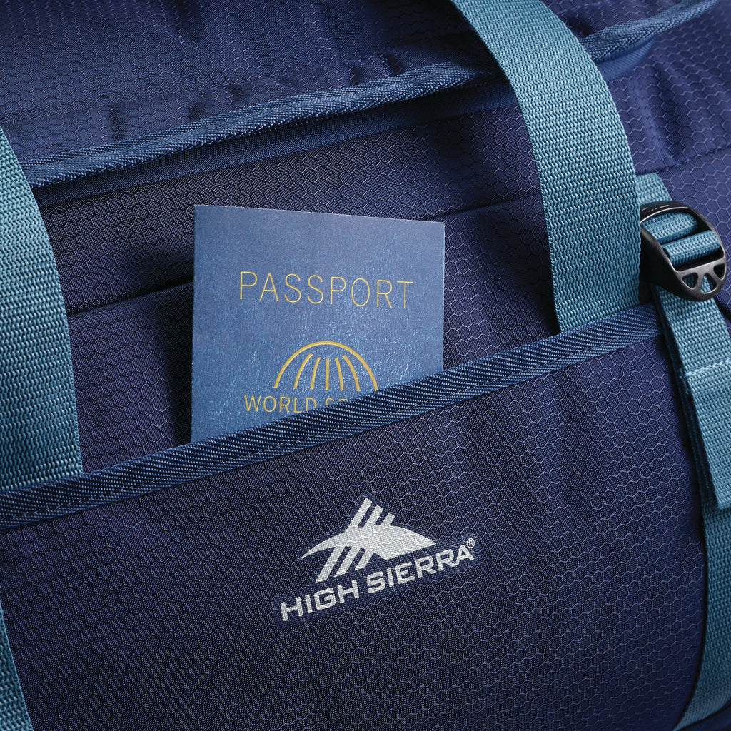 High Sierra Fairlead Convertible Duffle in the color True Navy/Graphite Blue.