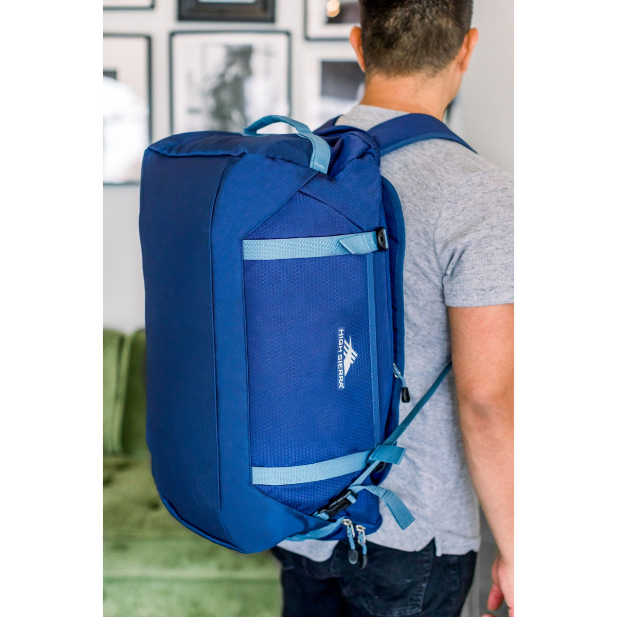 High Sierra Fairlead Convertible Duffle in the color True Navy/Graphite Blue.