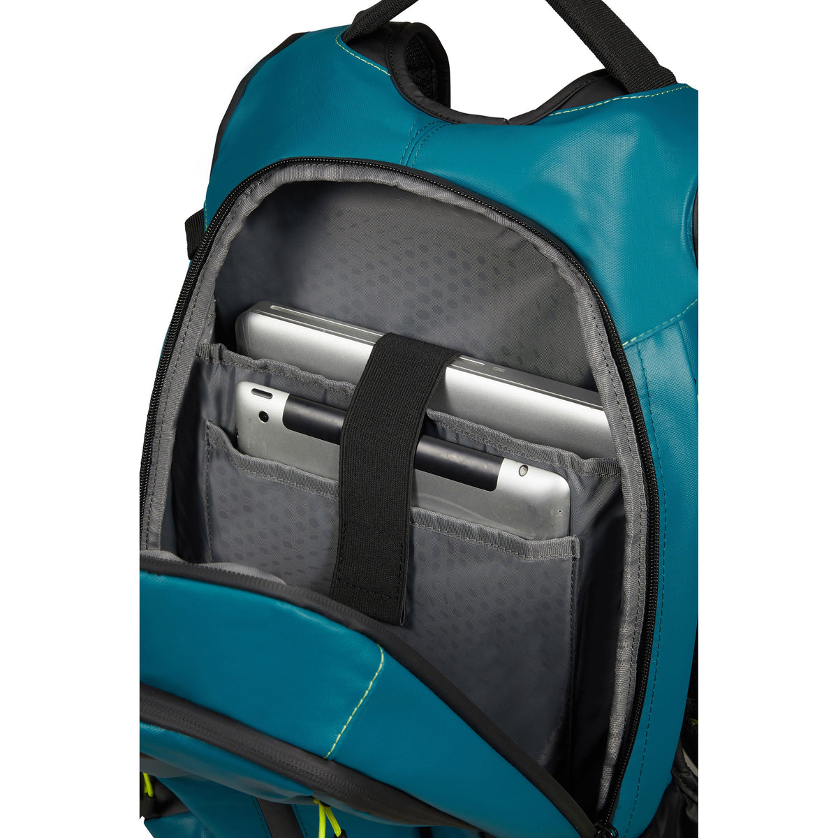 Samsonite Prodiver Laptop Backpack (Medium) in the color Petrol Blue/Lime.