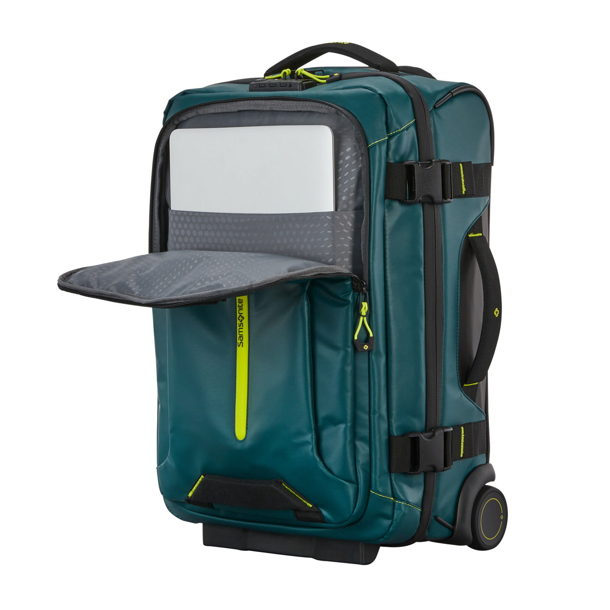 Samsonite Prodiver Wheeled Duffle (55/20) in the color Dark Teal/Lime.