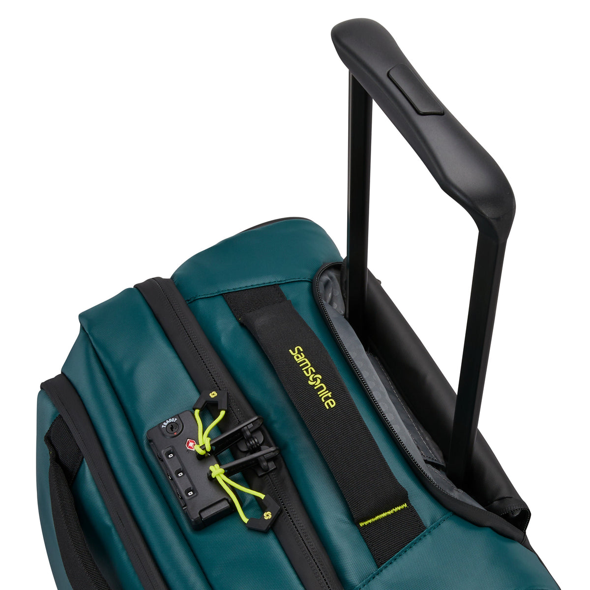 Samsonite Prodiver Wheeled Duffle (55/20) in the color Dark Teal/Lime.