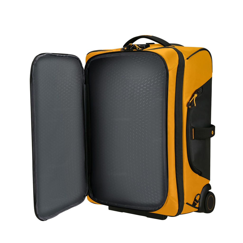 Samsonite Prodiver Wheeled Duffle Backpack (55/20) in the color Yellow.