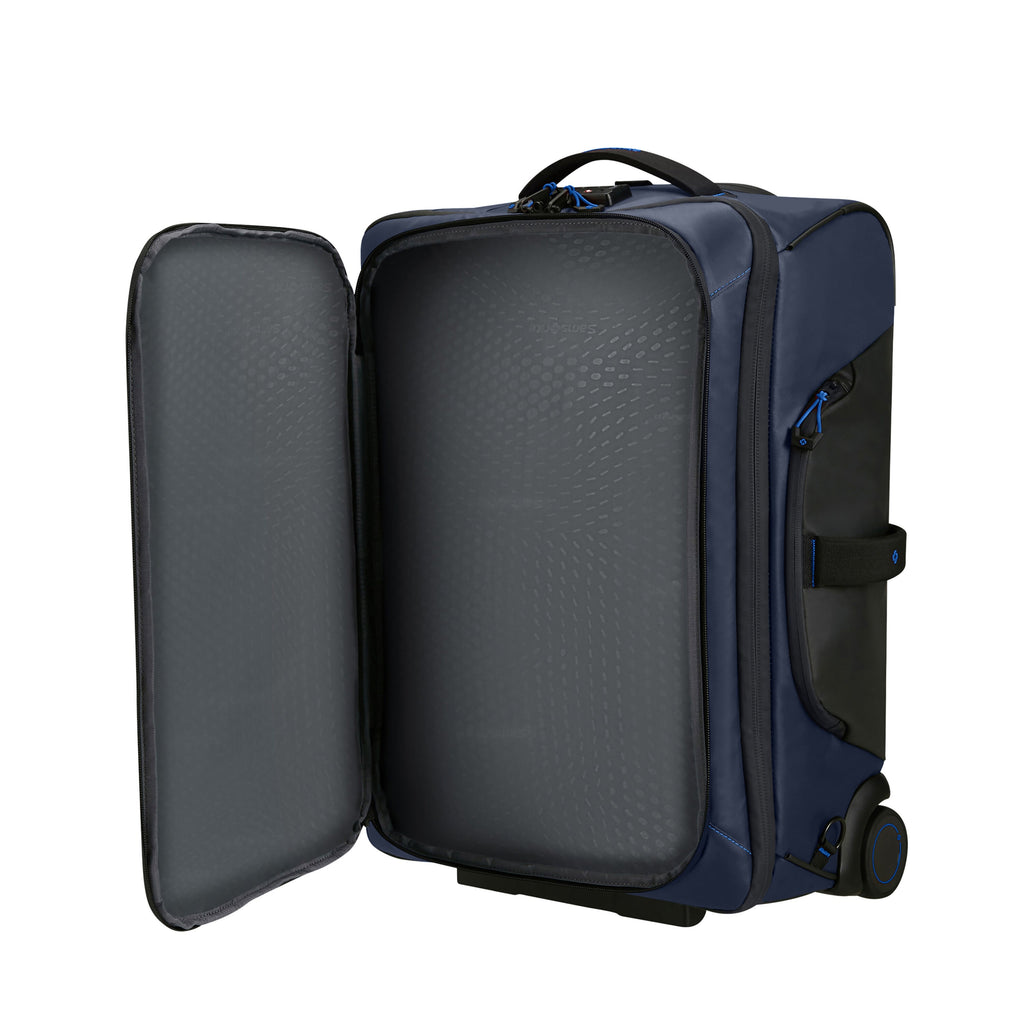 Samsonite EcoDiver Wheeled Duffle Backpack (55/20) in the color Blue Nights.