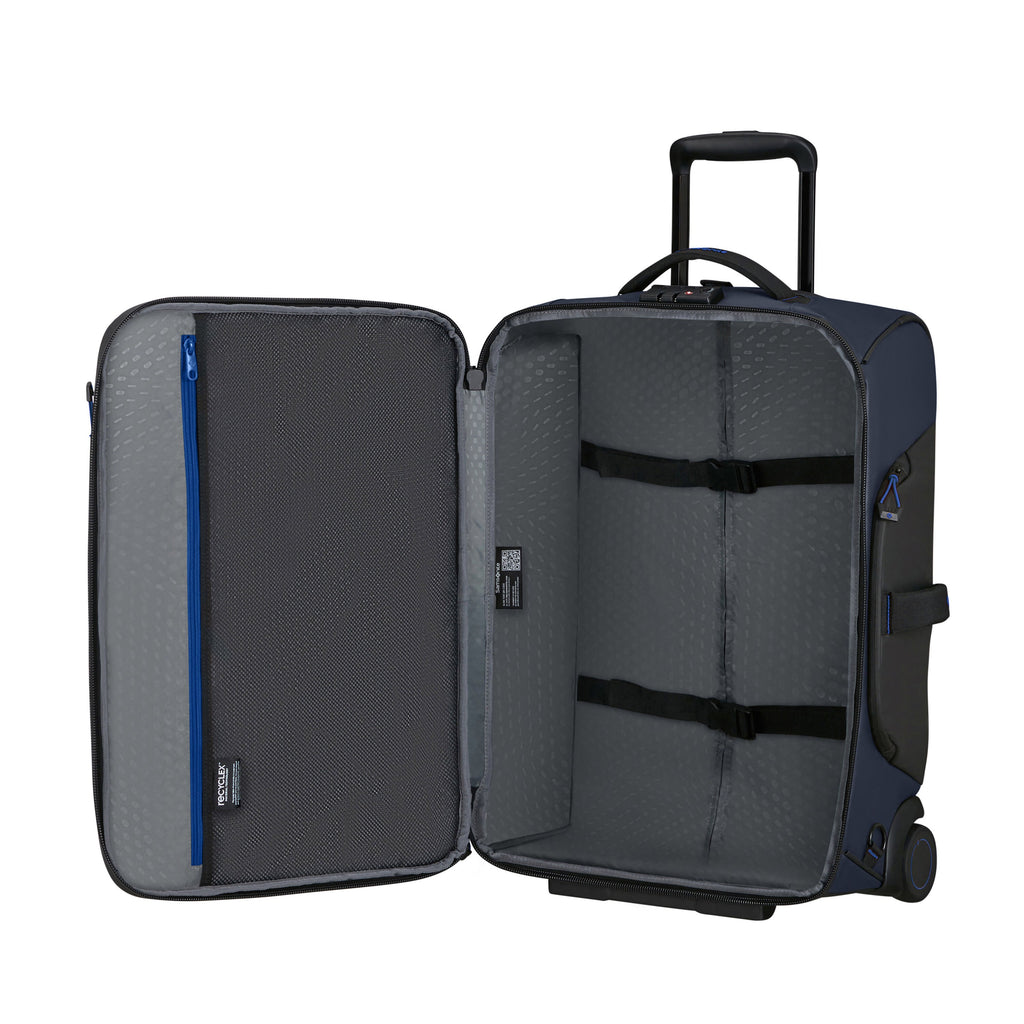 Samsonite EcoDiver Wheeled Duffle Backpack (55/20) in the color Blue Nights.