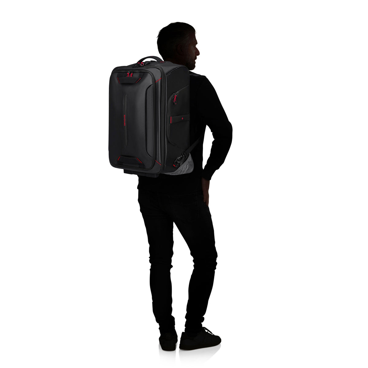 Samsonite EcoDiver Wheeled Duffle Backpack (55/20) in the color Black.
